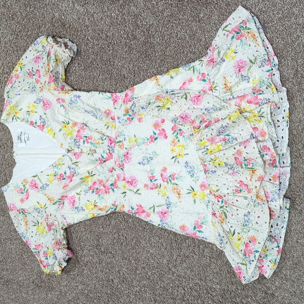 Yumi Kim Be the One watercolor floral eyelet flirty dress puff sleeve Easter - Picture 4 of 9